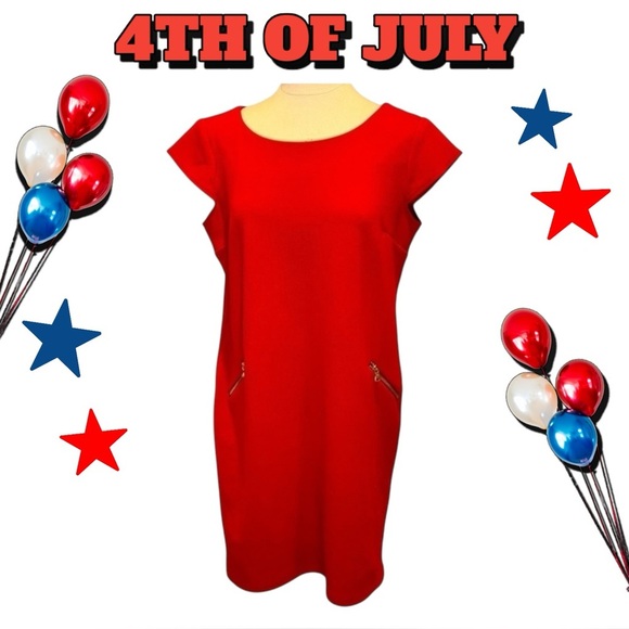 Covington Red cap sleeve midi dress size 14 - Picture 10 of 10